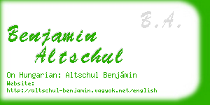 benjamin altschul business card