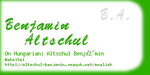benjamin altschul business card